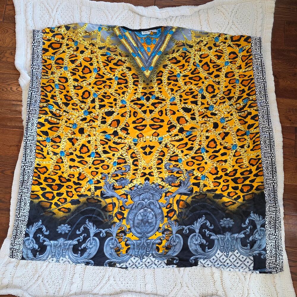 VTG Sante Classics Mumu Women's Leopard Chain Print Kaftan‎ Dress One Size Multi